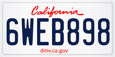 CA license plate 6WEB898