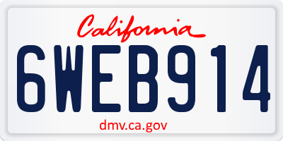 CA license plate 6WEB914