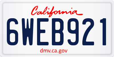CA license plate 6WEB921
