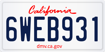CA license plate 6WEB931