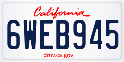 CA license plate 6WEB945