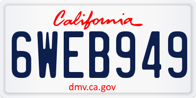 CA license plate 6WEB949