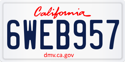CA license plate 6WEB957