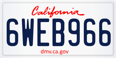 CA license plate 6WEB966