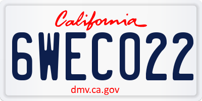 CA license plate 6WEC022