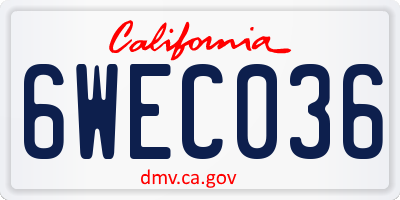 CA license plate 6WEC036