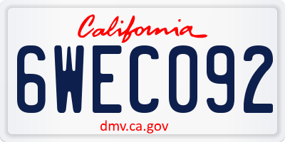 CA license plate 6WEC092