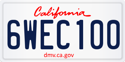 CA license plate 6WEC100