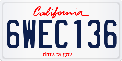 CA license plate 6WEC136