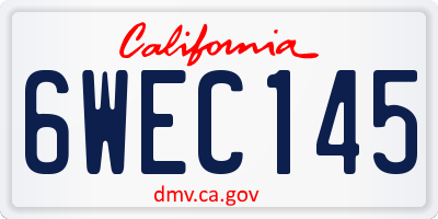 CA license plate 6WEC145