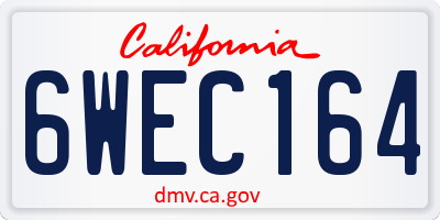 CA license plate 6WEC164