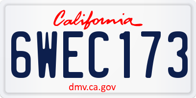 CA license plate 6WEC173