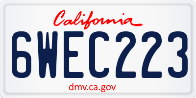CA license plate 6WEC223