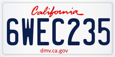 CA license plate 6WEC235