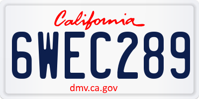 CA license plate 6WEC289