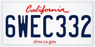 CA license plate 6WEC332