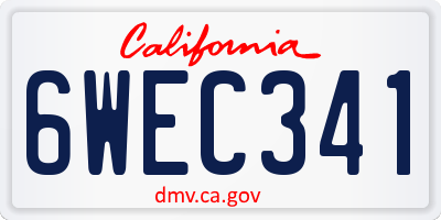 CA license plate 6WEC341