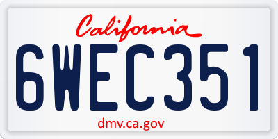 CA license plate 6WEC351