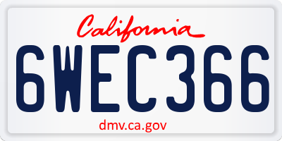 CA license plate 6WEC366