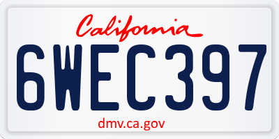 CA license plate 6WEC397