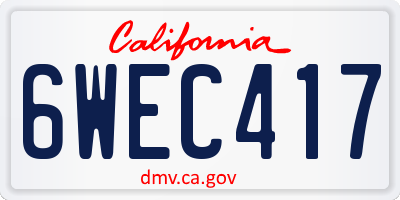 CA license plate 6WEC417