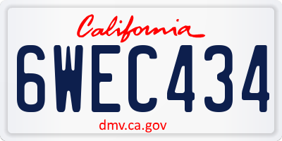 CA license plate 6WEC434