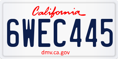 CA license plate 6WEC445
