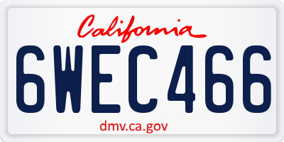 CA license plate 6WEC466
