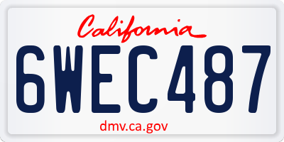 CA license plate 6WEC487
