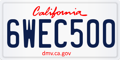CA license plate 6WEC500