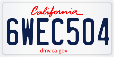 CA license plate 6WEC504