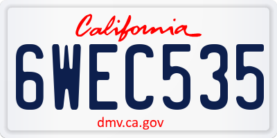 CA license plate 6WEC535