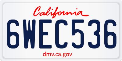 CA license plate 6WEC536