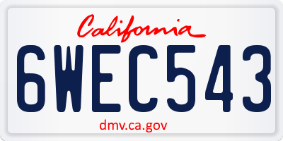 CA license plate 6WEC543