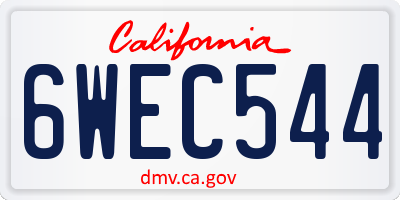CA license plate 6WEC544