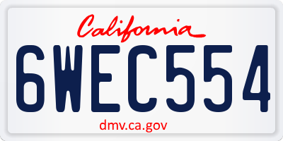 CA license plate 6WEC554