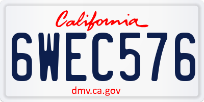 CA license plate 6WEC576