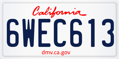 CA license plate 6WEC613