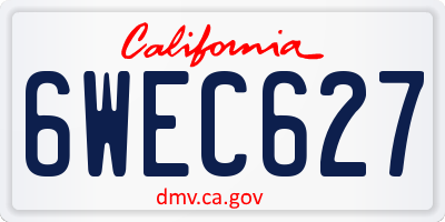 CA license plate 6WEC627