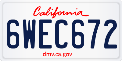 CA license plate 6WEC672