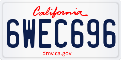 CA license plate 6WEC696