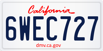 CA license plate 6WEC727