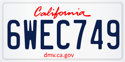 CA license plate 6WEC749