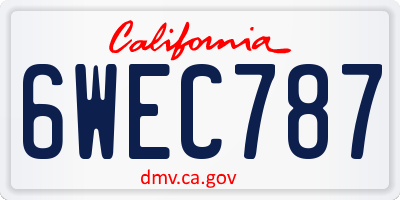 CA license plate 6WEC787