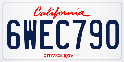 CA license plate 6WEC790