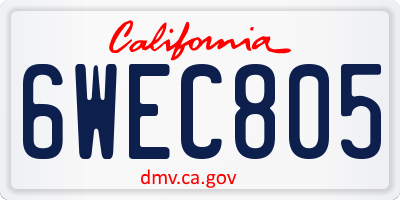CA license plate 6WEC805