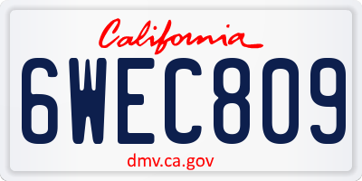 CA license plate 6WEC809