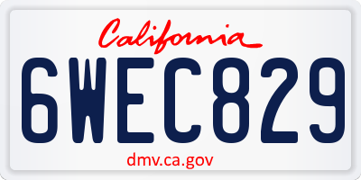 CA license plate 6WEC829