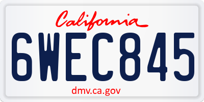 CA license plate 6WEC845