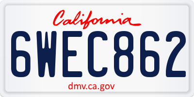 CA license plate 6WEC862
